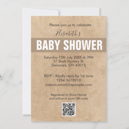 Moderne Funny Stork Neutral Baby Dusche Einladung (Rückseite)