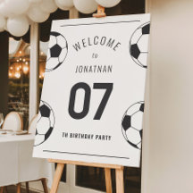 Moderne Fußball-Geburtstags-Willkommensschild Sieb