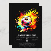 Moderne Fußballkinder zum Geburtstag Einladung (Vorne/Hinten)