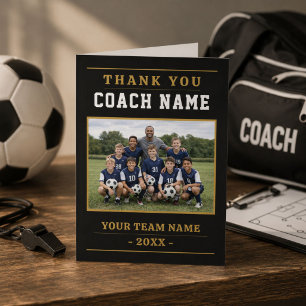 Moderne Fußballmannschaft Foto Trainer Dankeskarte