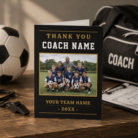 Moderne Fußballmannschaft Foto Trainer Dankeskarte