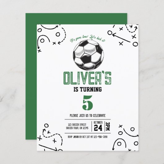 Moderne Fußballtaktik Haushalt Geburtstagseinladun (Vorne/Hinten)