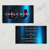 Moderne futuristische blaue Imitate Metallkarte Visitenkarte (Vorne/Hinten)