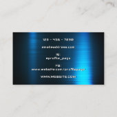 Moderne futuristische blaue Imitate Metallkarte Visitenkarte (Rückseite)
