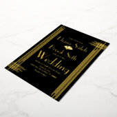Moderne gabsty Art Deco Gold Wedding Folieneinladung (Gedreht)