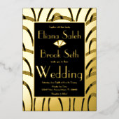 Moderne gabsty Gemustert Gold Wedding Folieneinladung (Vorderseite)