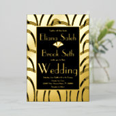 Moderne gabsty Gemustert Gold Wedding Folieneinladung (Stehend vorne)