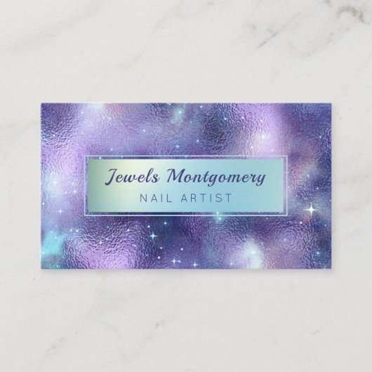 Moderne Galaxie Aquamariner Lavendel Foil Visitenkarte (Vorderseite)