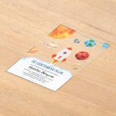 Moderne Galaxy Planets Space Rocket Baby Dusche Acryleinladungen (Ablage )