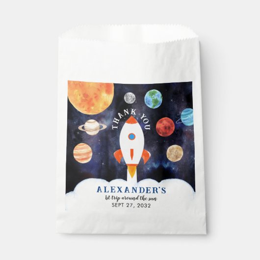 Moderne Galaxy Planets Space Rocket Vielen Dank Geschenktütchen (Vorderseite)