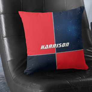 Moderne Galaxy Space Red Navy Personalisiert Kissen
