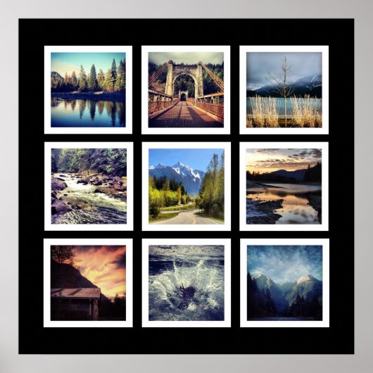 Moderne Galerie Stil 9 Instagramm Foto Collage Poster (Vorne)