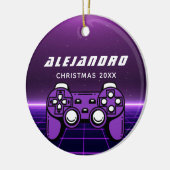Moderne Gamer Lila Futuristic Gaming Console Name Keramik Ornament (Links)