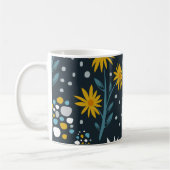 Moderne Gänseblümchen-Muster auf Dunkelblau Kaffeetasse (Links)
