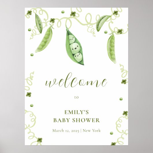 Moderne Garden Sweet Pea Baby Dusche Empfang Poster (Vorne)