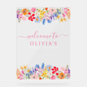 Moderne Gartenanlagen Wildblumen schreiben Begrüßu Acrylschild (Vorderseite)