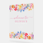 Moderne Gartenanlagen Wildblumen schreiben Begrüßu Acrylschild (Winkel)