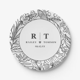 Moderne Gartenblume Elegante Engagement Party Pappteller