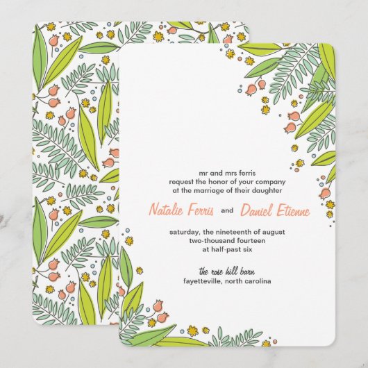 Moderne Gartenhochzeit Einladung (Vorne/Hinten)