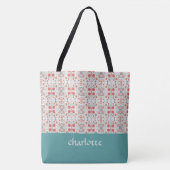 Moderne Gartenmuster Mit Monogramm Tottasche Tasche (Vorderseite)