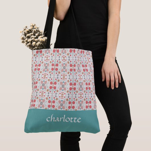 Moderne Gartenmuster Mit Monogramm Tottasche Tasche (Von Nahem)