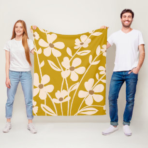 Moderne Gartensilhouette mit Blumen  Fleecedecke