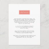 Moderne Gästekarte für Hochzeiten | Korallen Begleitkarte (Vorderseite)