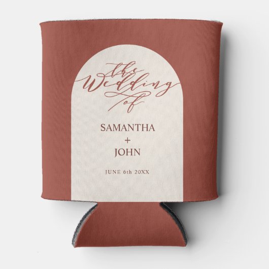 Moderne Gastgeschenke Hochzeiten der Roten Terrako Dosenkühler (Vorderseite)