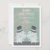 Moderne Gay Dinosaur-Hochzeit Einladung (Vorderseite)