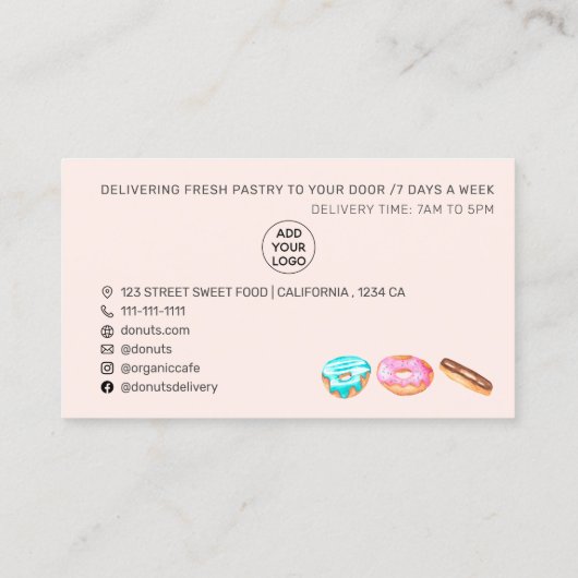 Moderne Gebäck-Bäckerei in Aquakultur Visitenkarte (Rückseite)