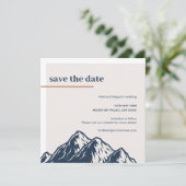 Moderne Gebirgslandschaft Save the Date Einladung (Stehend Vorderseite)