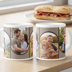 Moderne gebogene 4-Foto-Collage Braun Jumbo-Tasse