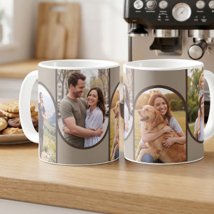 Moderne gebogene 4-Foto-Collage-Gitter braun Kaffeetasse