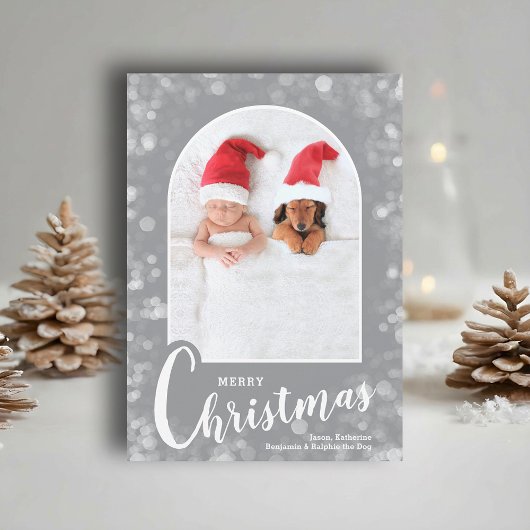Moderne gebogene Foto auf grauem Weihnachten