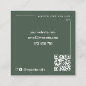 Moderne gebogene Qr-Code-Logo Waldgrün Quadratische Visitenkarte (Rückseite)