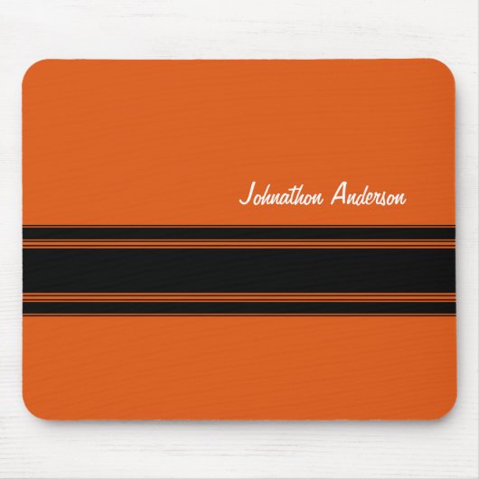 Moderne gebrannte Orange, die Streifen mit Namen Mousepad (Vorne)