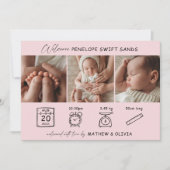 Moderne Geburtsankündigung 3 Fotos Collage Card Einladung (Vorderseite)