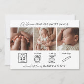 Moderne Geburtsankündigung 3 Fotos Collage Card Einladung (Vorderseite)