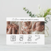 Moderne Geburtsankündigung 3 Fotos Collage Card Einladung (Stehend Vorderseite)