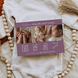 Moderne Geburtsankündigung 3 Fotos Collage Card Einladung