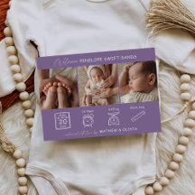 Moderne Geburtsankündigung 3 Fotos Collage Card