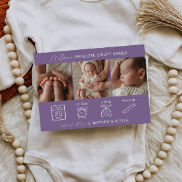 Moderne Geburtsankündigung 3 Fotos Collage Card Einladung