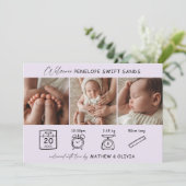 Moderne Geburtsankündigung 3 Fotos Collage Card Einladung (Stehend Vorderseite)