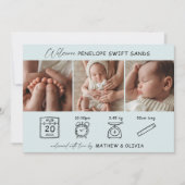 Moderne Geburtsankündigung 3 Fotos Collage Card Einladung (Vorderseite)