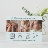 Moderne Geburtsankündigung 3 Fotos Collage Card Einladung (Stehend Vorderseite)