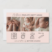 Moderne Geburtsankündigung 3 Fotos Collage Card Einladung (Vorderseite)