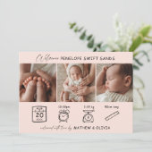 Moderne Geburtsankündigung 3 Fotos Collage Card Einladung (Stehend Vorderseite)