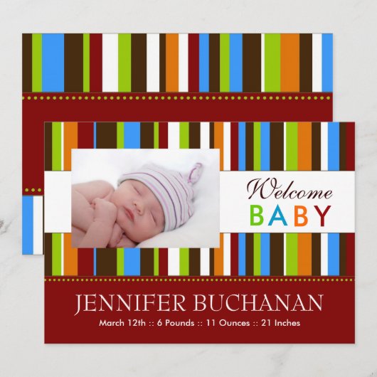 Moderne Geburtsankündigung Ankündigung (Vorne/Hinten)