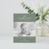 MODERNE Geburtsankündigung Ankündigungspostkarte (Stehend Vorderseite)