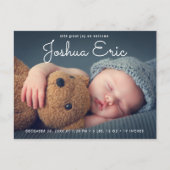 Moderne Geburtsankündigung Foto-Overlay Postkarte (Vorderseite)